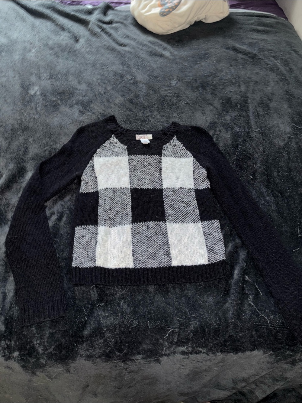 Black & White Check Knit Sweater